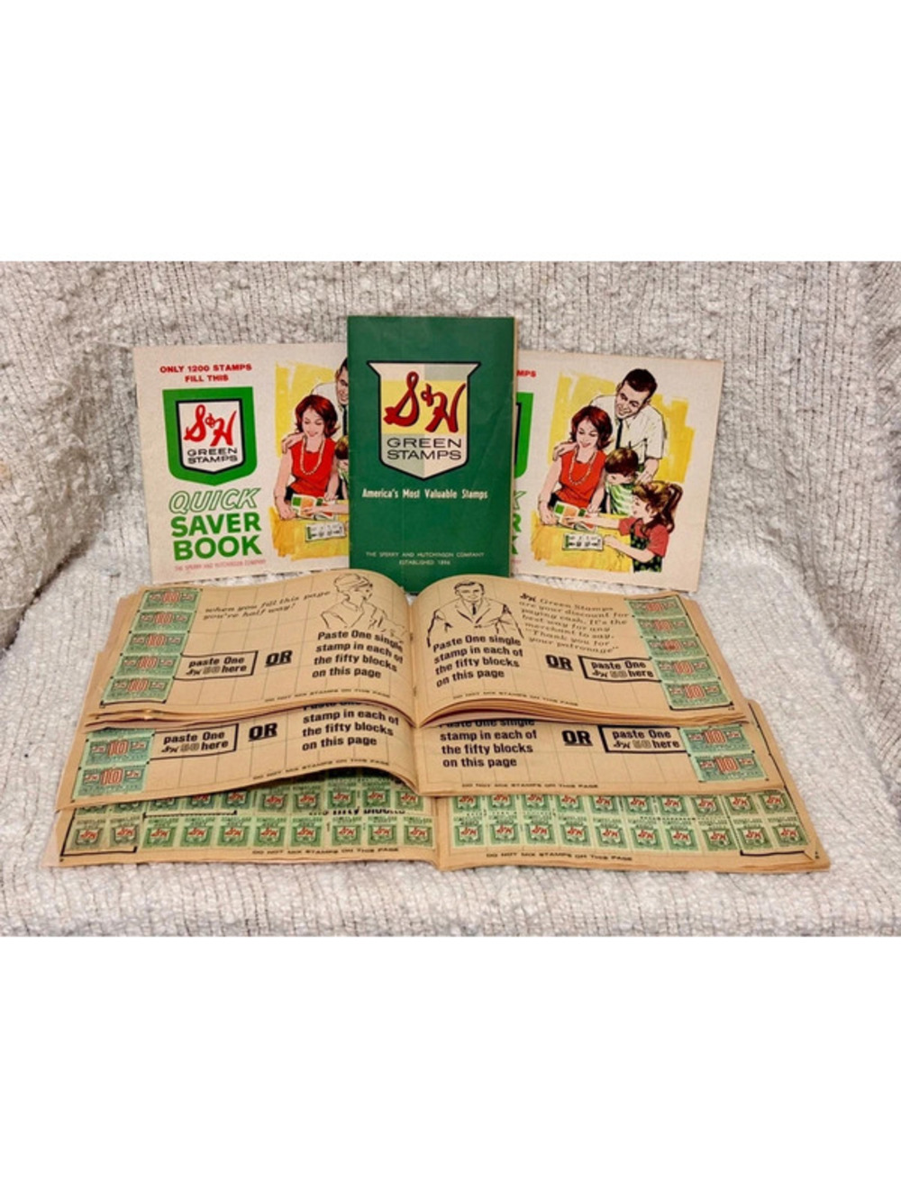 Vintage S&H Green Stamp Books Lot Collection with Stamps Included